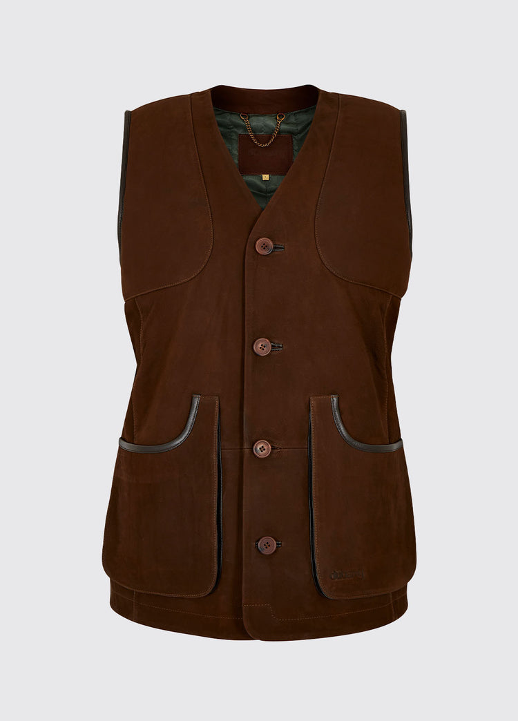 Riverside Men's Leather Shooting Vest - Walnut - Sample