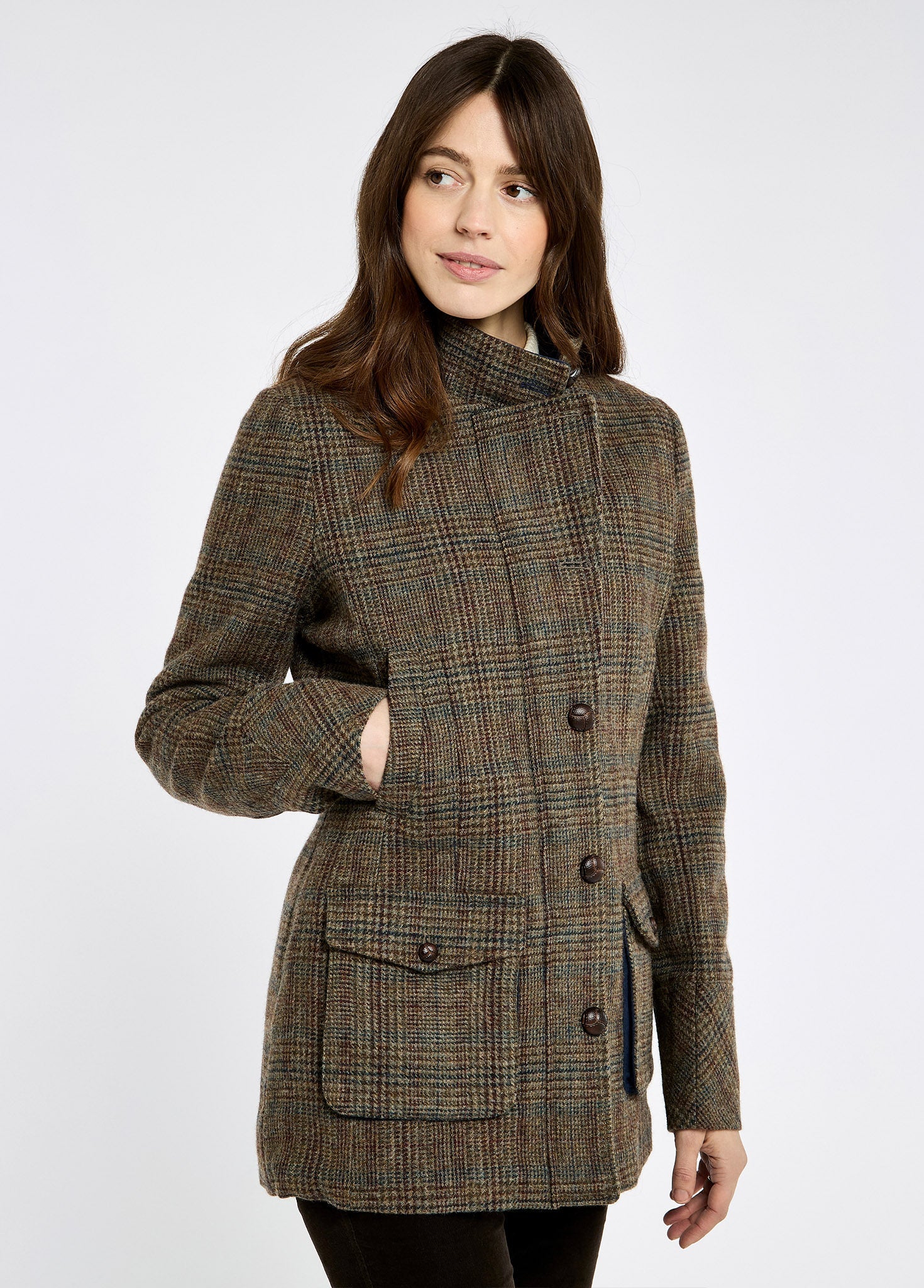 ジャケット・アウター Her lip toGold-Button Tweed Down Jacket Willow Ladies' tweed utility jacket - Kelty Glen