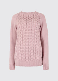 Shanley Women's Irish Knit Merino Aran Sweater - Dusky Rose