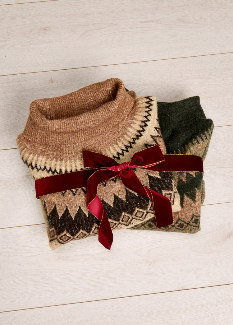 Devlin Women's Fair Isle pattern sweater - Olive Multi