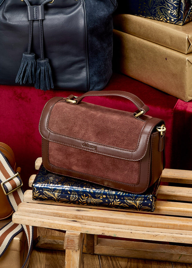 Eadestown Structured handbag in suede and leather - Cedar